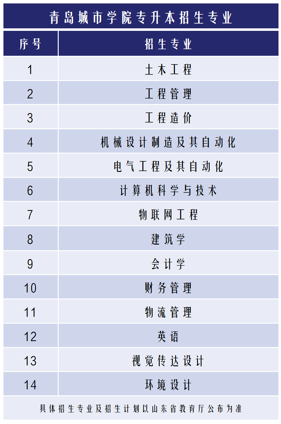 2024年山东专升本青岛城市学院院校招生专业公布(图2)