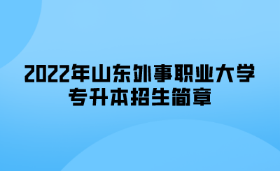 2022年山东外事职业大学专升本招生简章