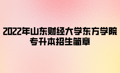 2022年山东财经大学东方学院专升本招生简章