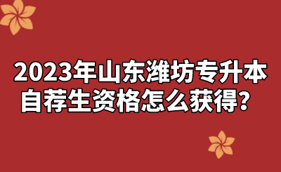 2023年山东潍坊专升本自荐生资格怎么获得？